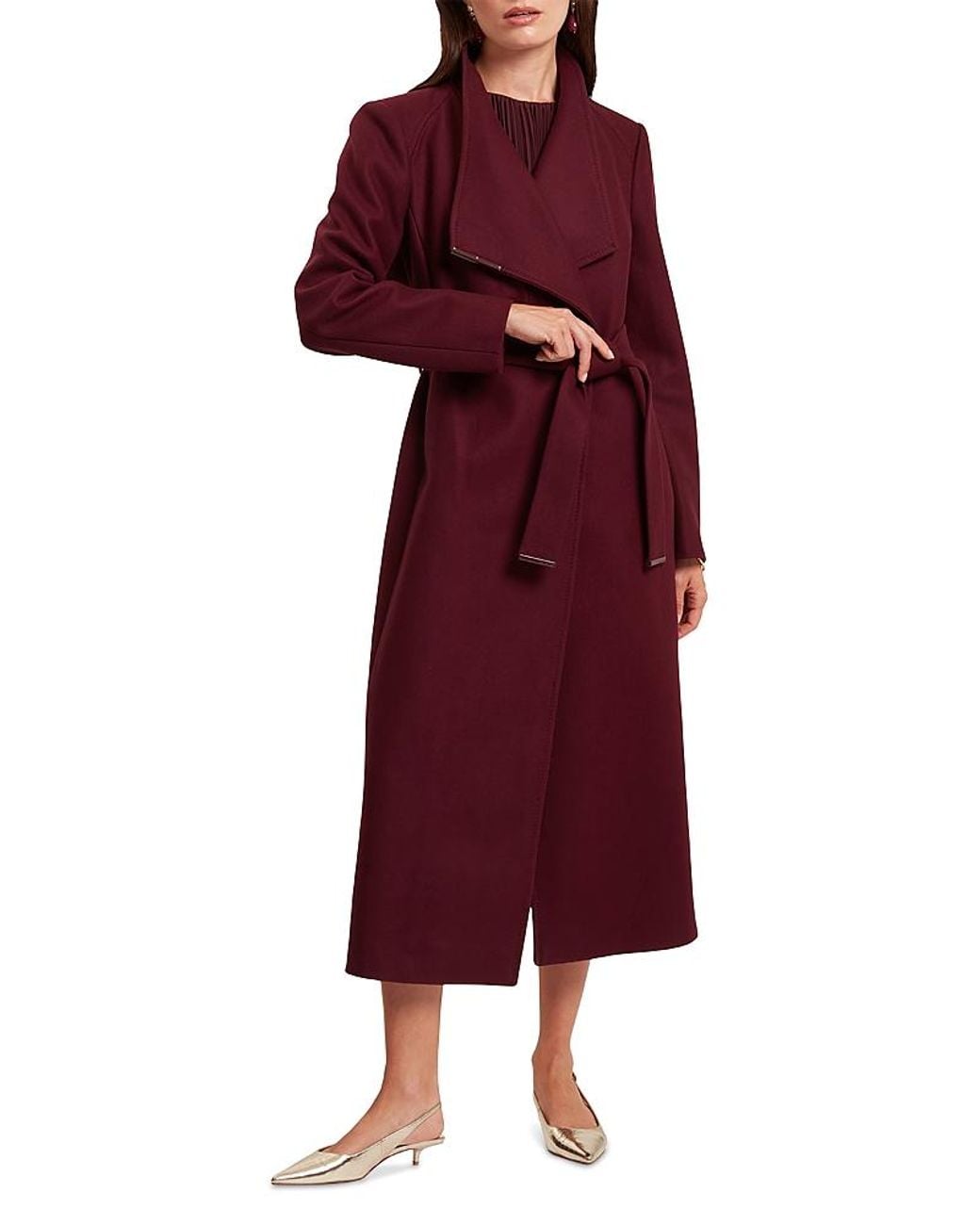 Ted Baker Red Rosell Wool Blend Wrap Coat