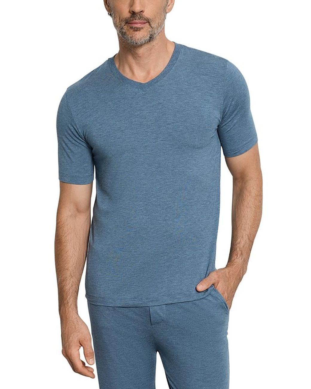 Hanro Blue Lounge V-Neck Tee for men