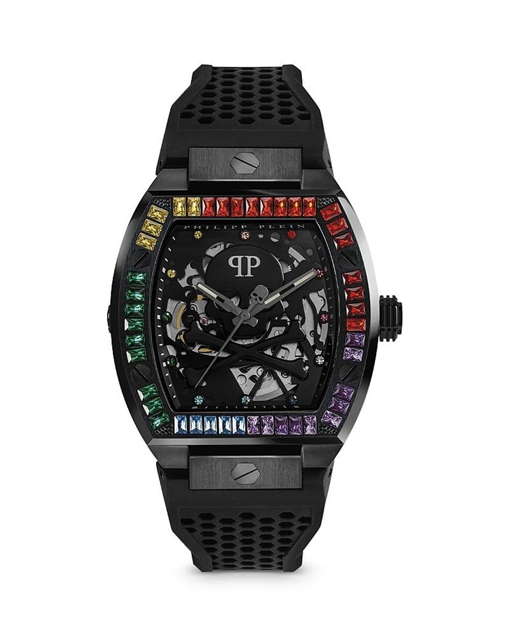 Philipp Plein Black The $Keleton Watch, 44Mm for men