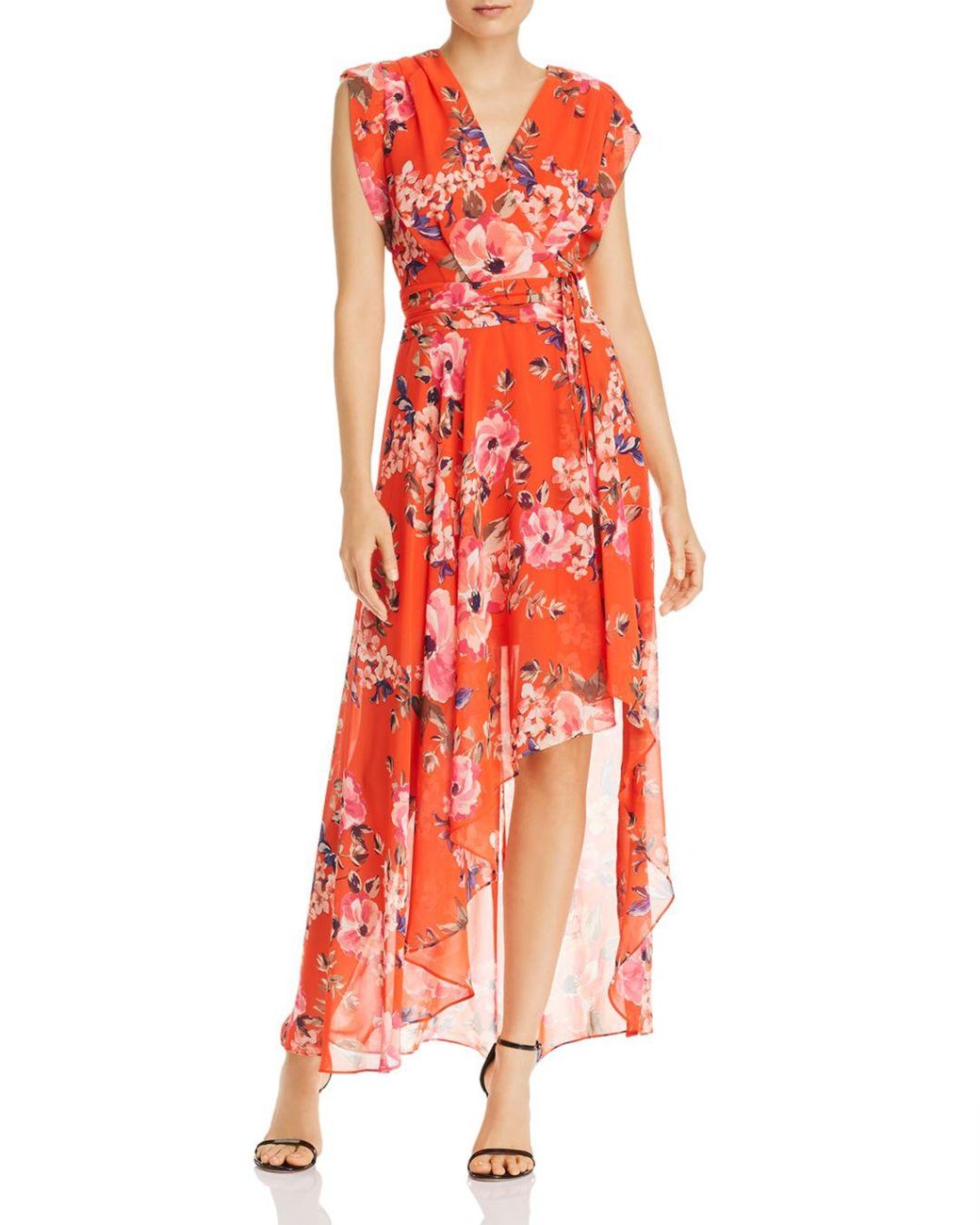 Eliza J Floral Hi-low Maxi Dress in Orange | Lyst