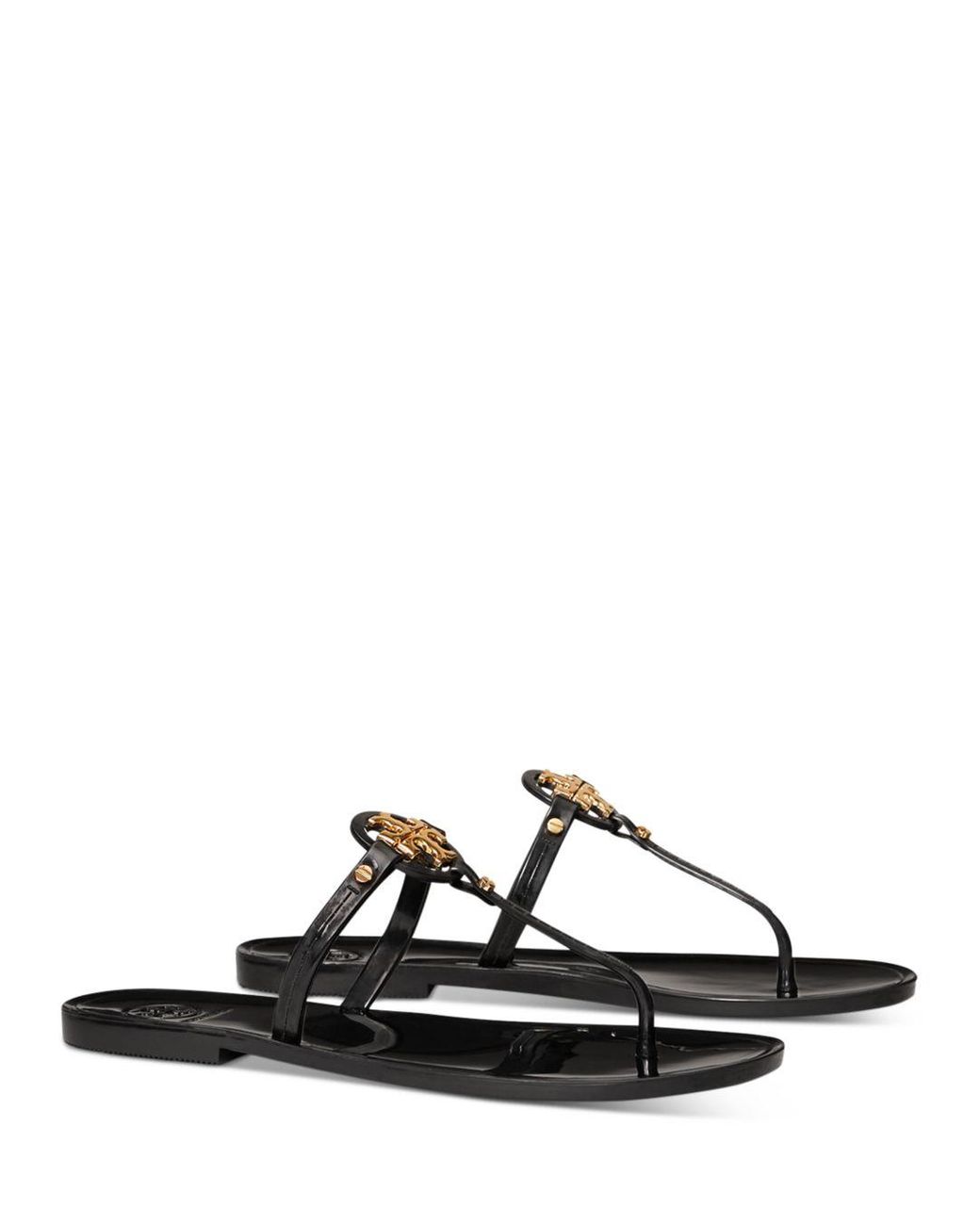 Tory Burch Mini Miller Jelly Thong Sandal in Black Leather (Black 