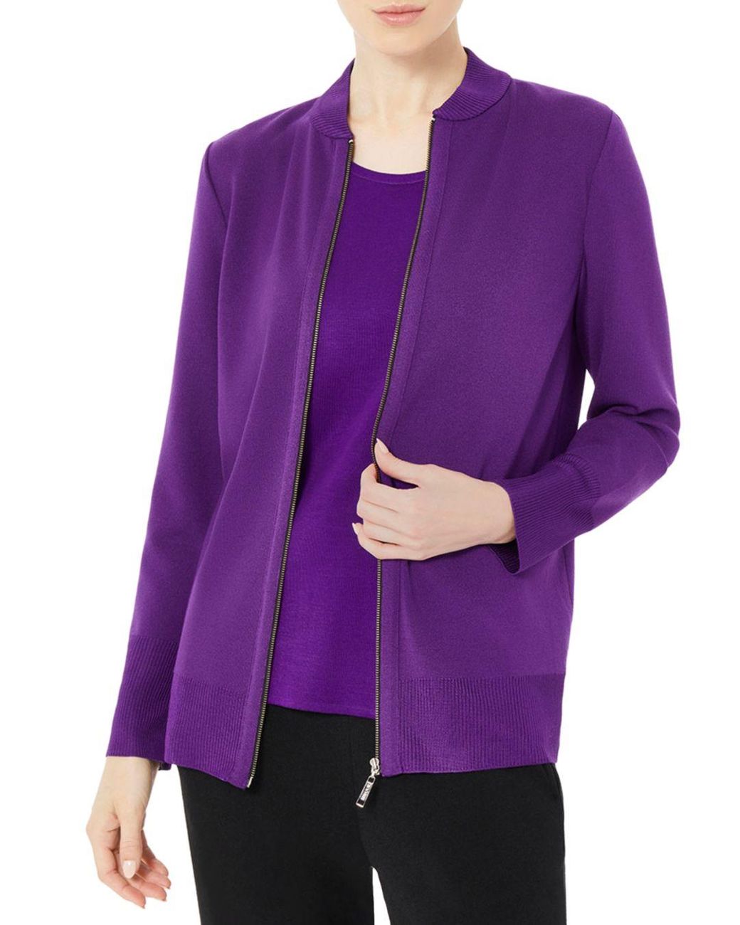 Misook Zippered Knit Jacket in Purple Lyst