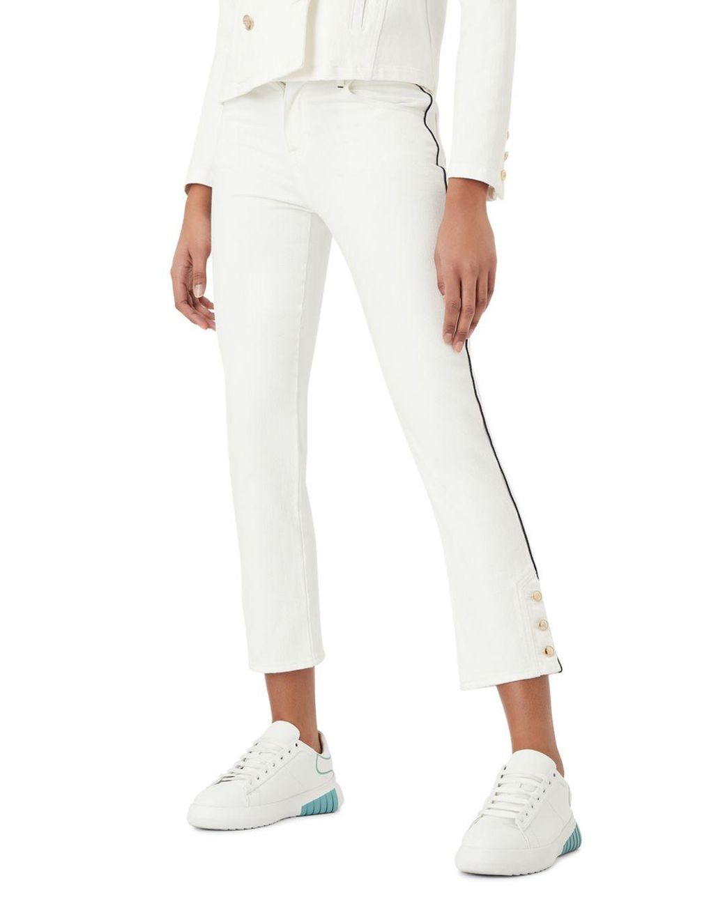 Armani Emporio Tasche Piped Cropped Skinny Jeans in White | Lyst