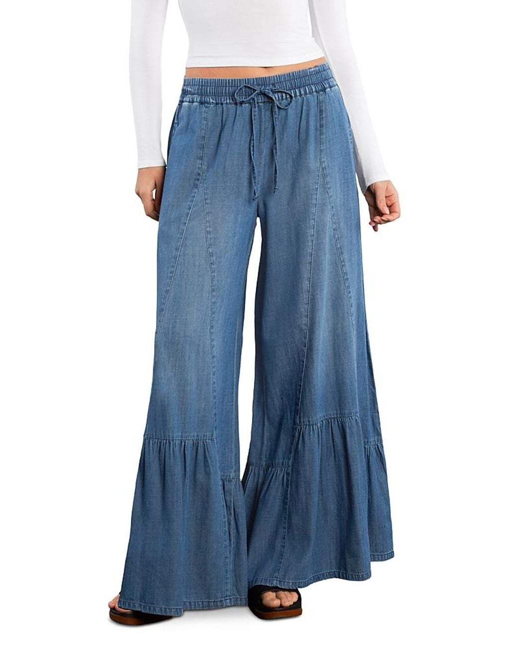 BILLY T Blue Butterfly Chambray Pants