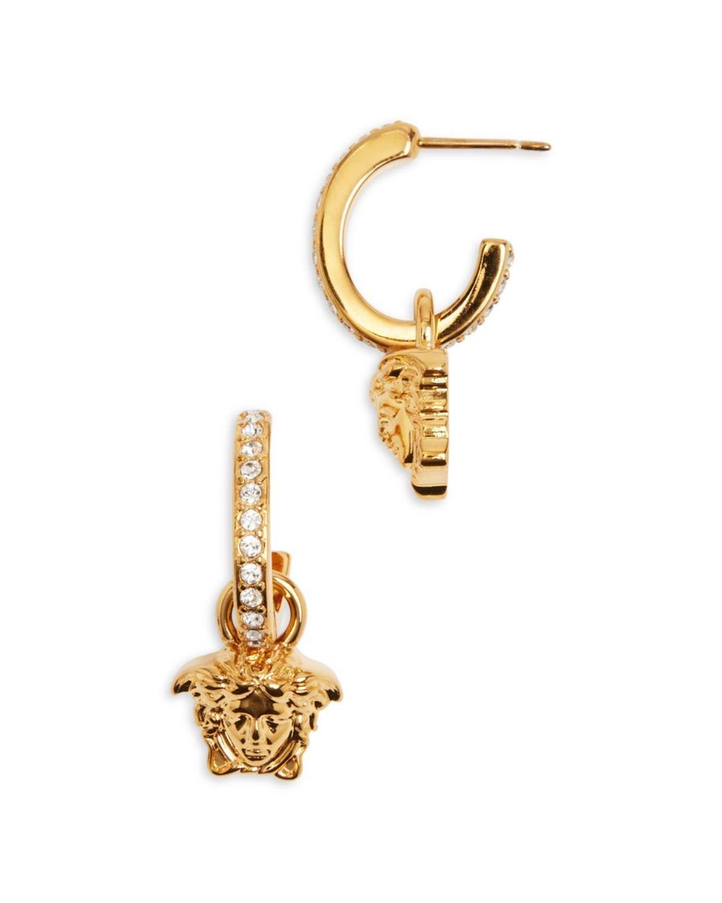 Versace La Medusa Crystal Hoop Earrings in Metallic | Lyst