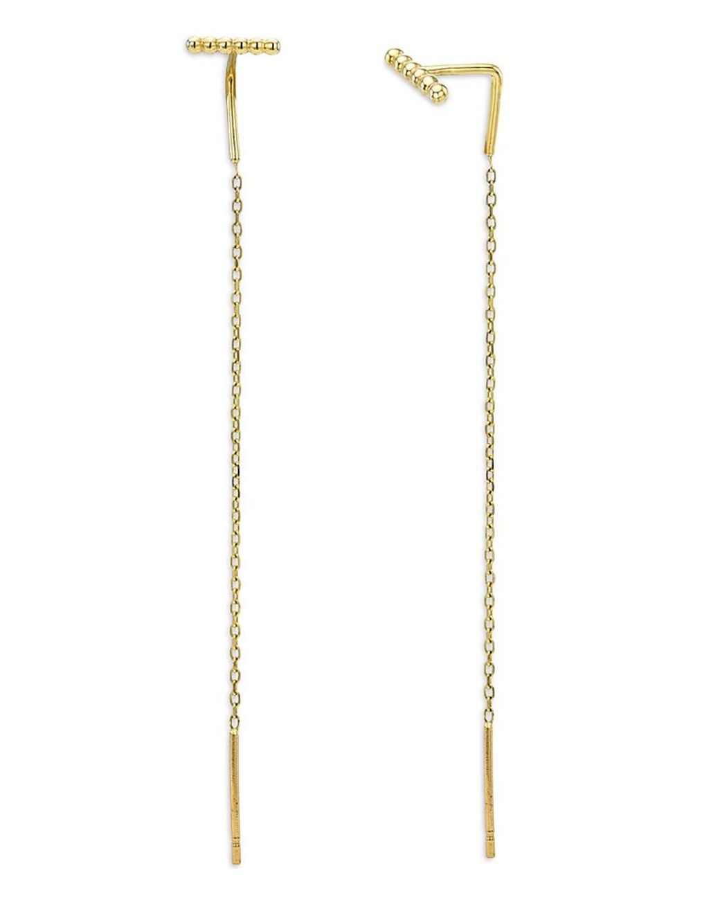Zoe Lev White 14K Cable Link Threader Earrings