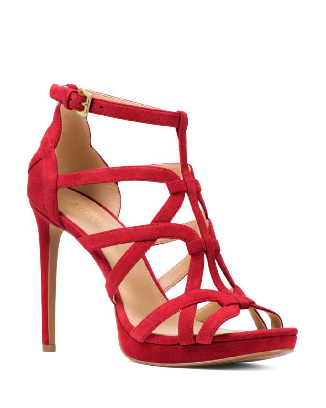 MICHAEL Michael Kors Women's Sandra Strappy Suede Platform High-heel Sandals  in Red | Lyst