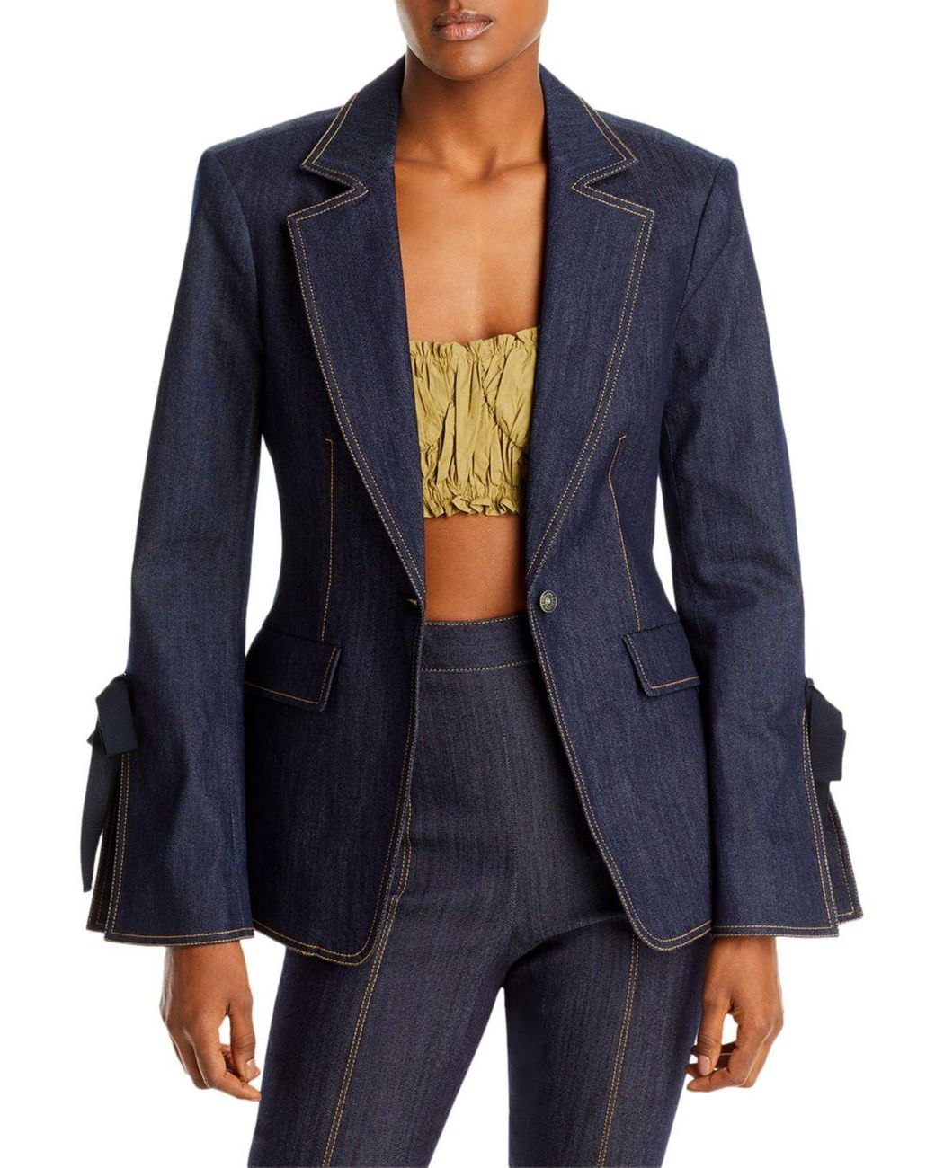 Cinq À Sept Lou Bow Tie Sleeve Blazer in Blue | Lyst