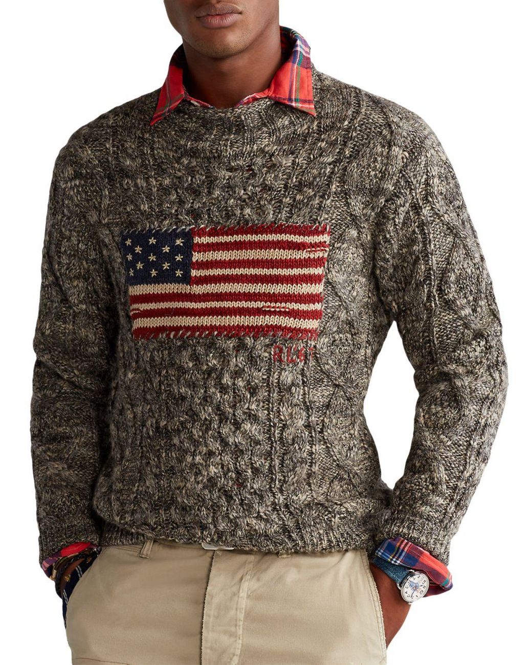 Polo Ralph Lauren Wool American Flag Marled Sweater for Men Lyst