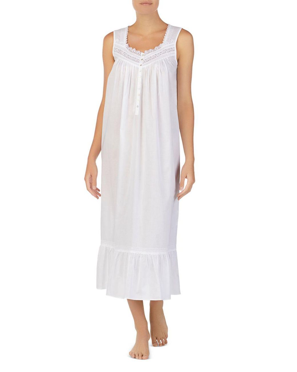 Eileen West Sleeveless Long Cotton Ballet Nightgown in White | Lyst Canada