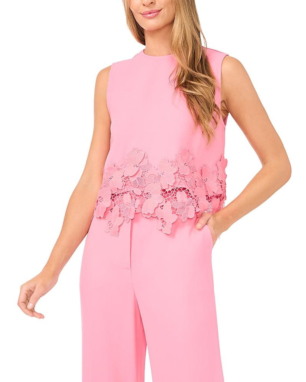 Ted Baker Pink Issa Lace Hem Shell Top