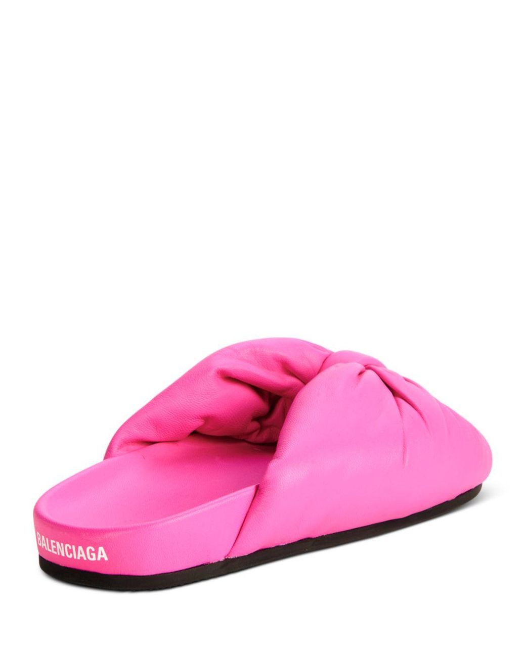 Balenciaga Drapy KnotFront Leather Mules Pink 385 Sandals