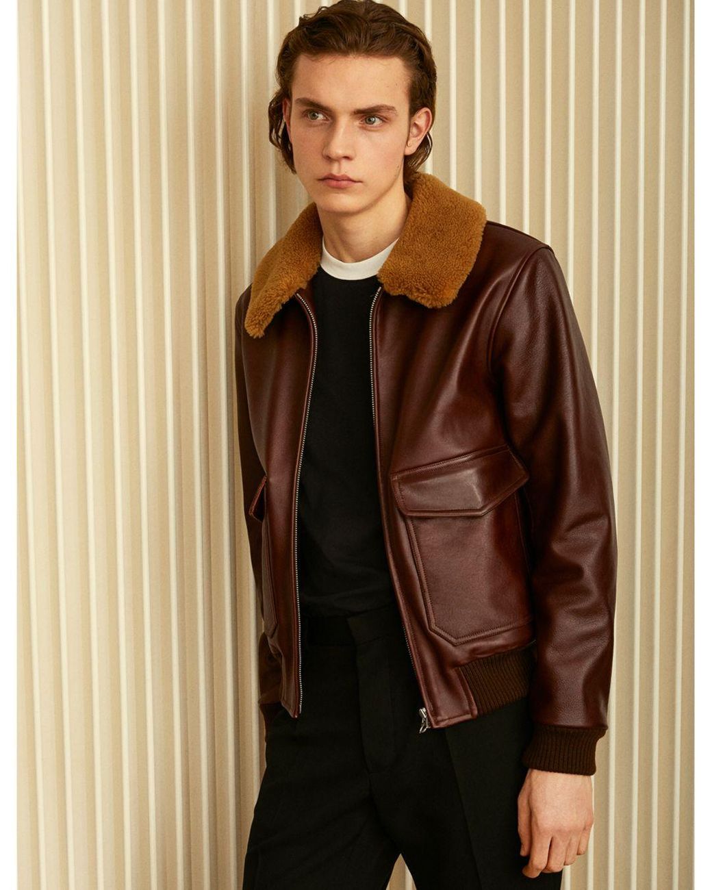 Sandro Shearling - Collar Leather Aviator Jacket in Brown for Men | Lyst  Canada
