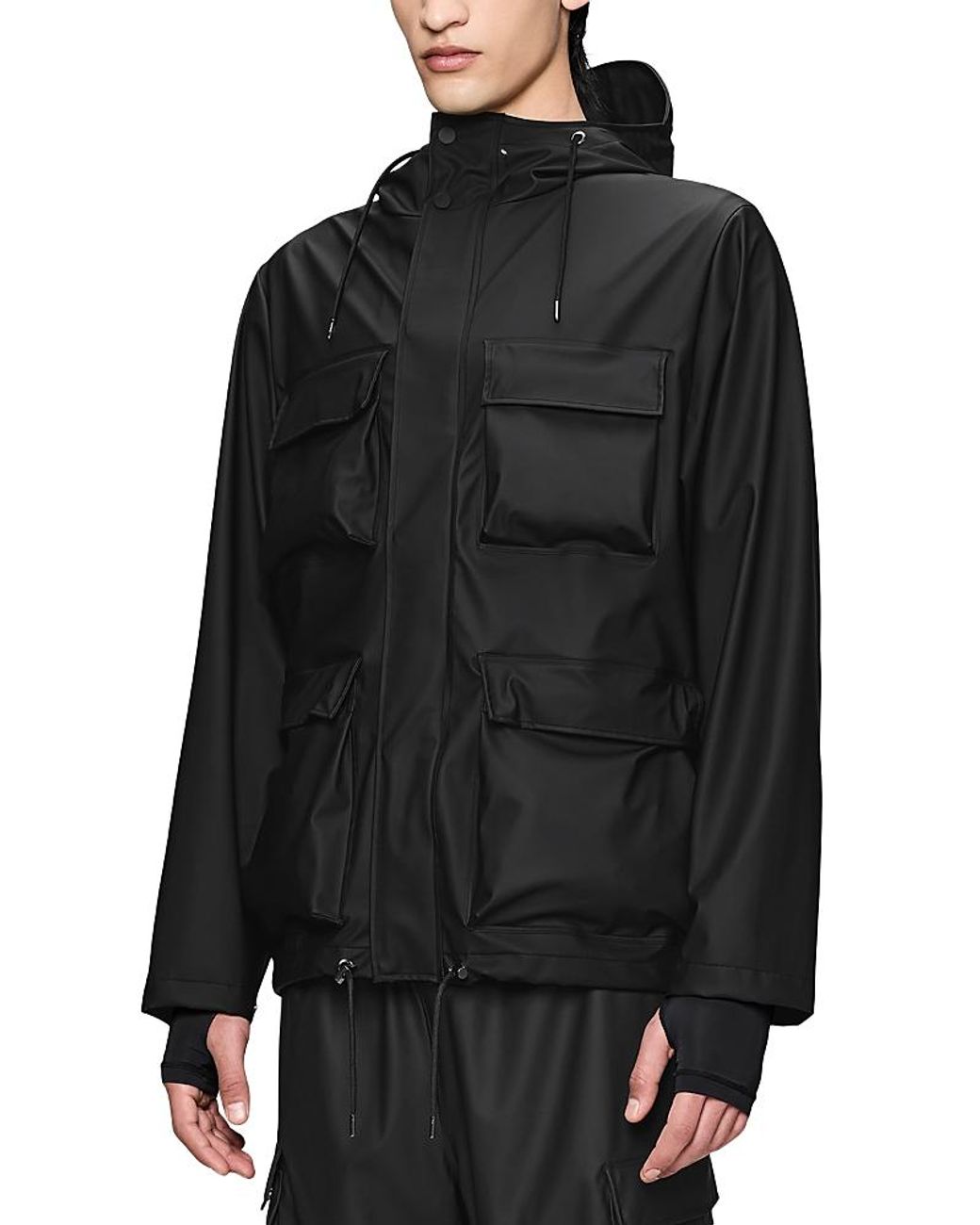 Rains Black Pocket Jacket W3 for men