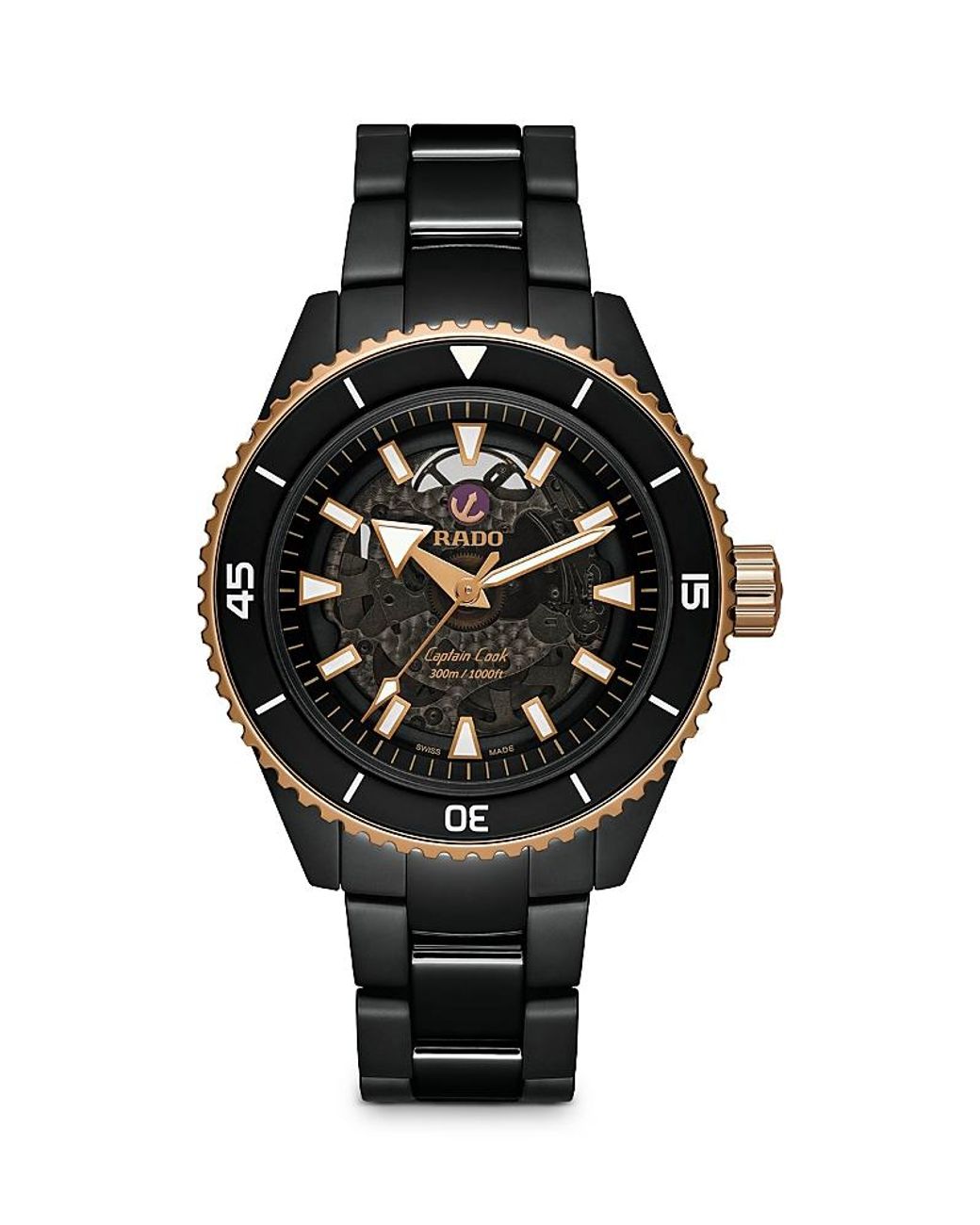 Rado Black Captain Cook Watch, 43Mm for men