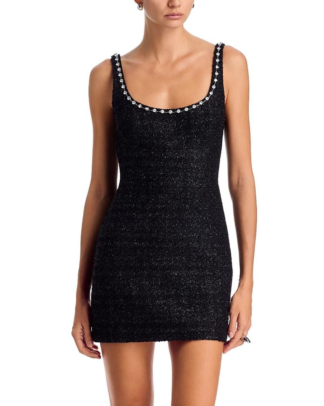 Alexander Wang Embellished Tweed Mini Dress in Black | Lyst