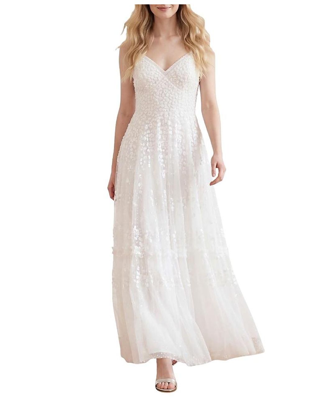 Needle & Thread White Maeva Cami Ankle Gown