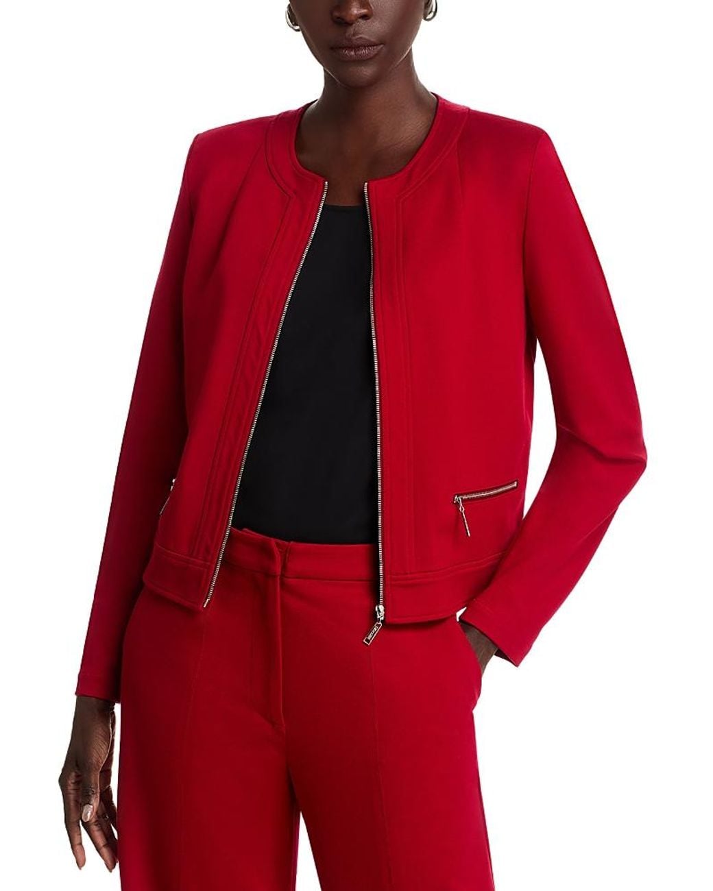Misook Red Zip Front Jacket