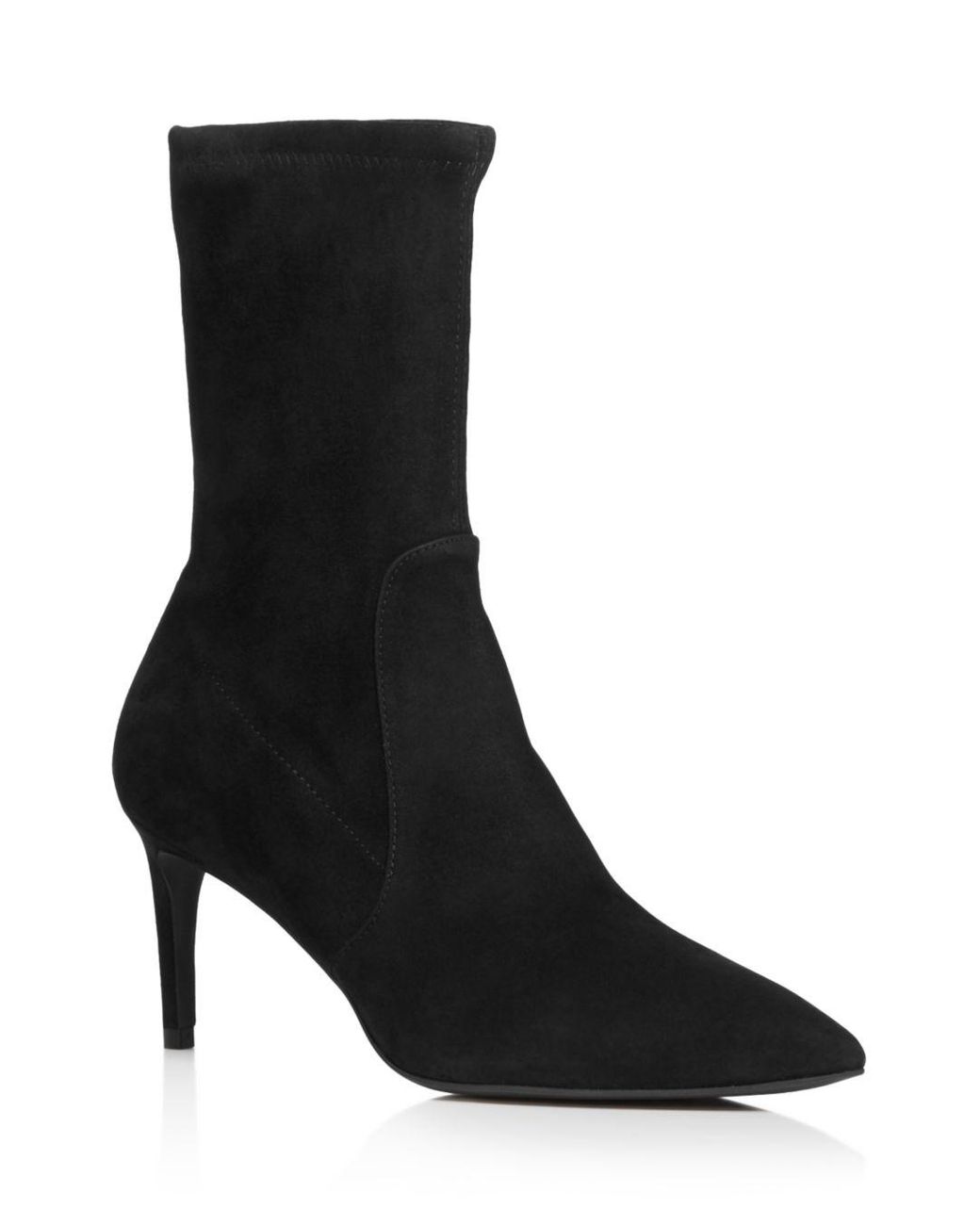 stuart weitzman black wren 75 suede heeled ankle boots