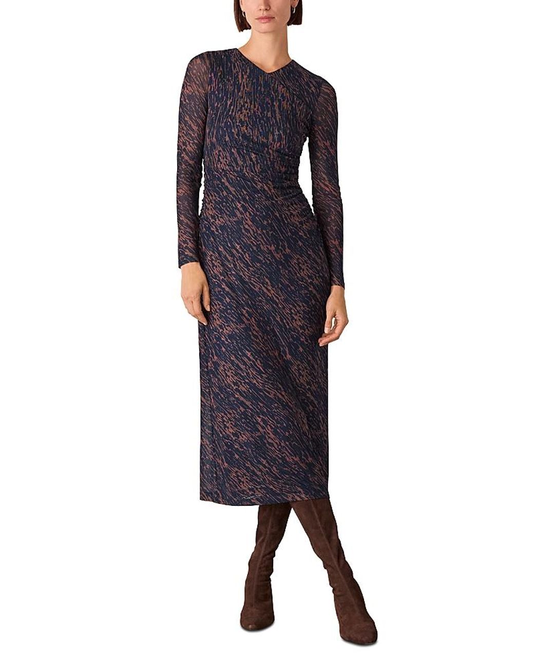 Whistles Blue Devore Mesh Dress