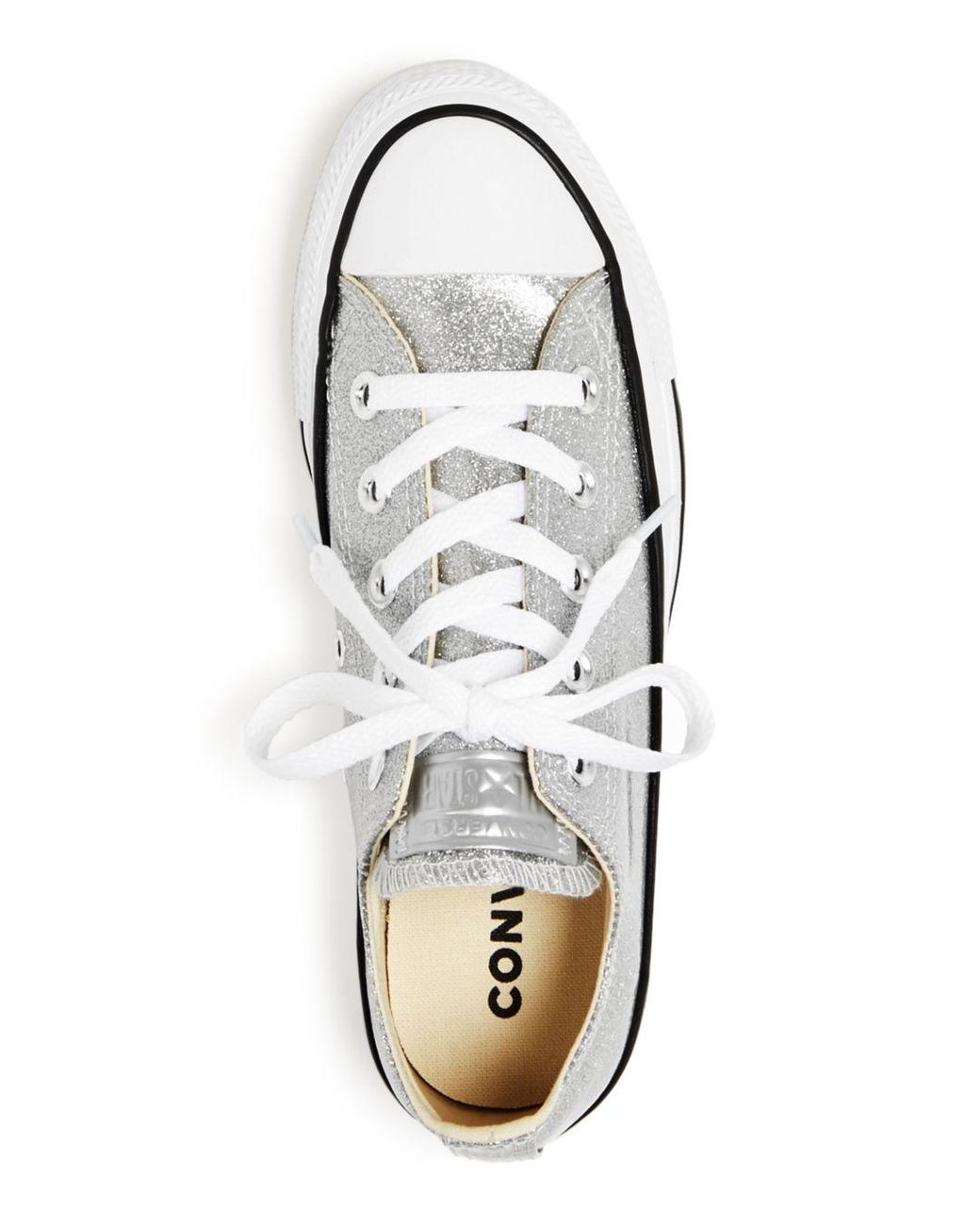 Converse Women's Chuck Taylor All Star Glitter Low-top Sneakers in White |  Lyst