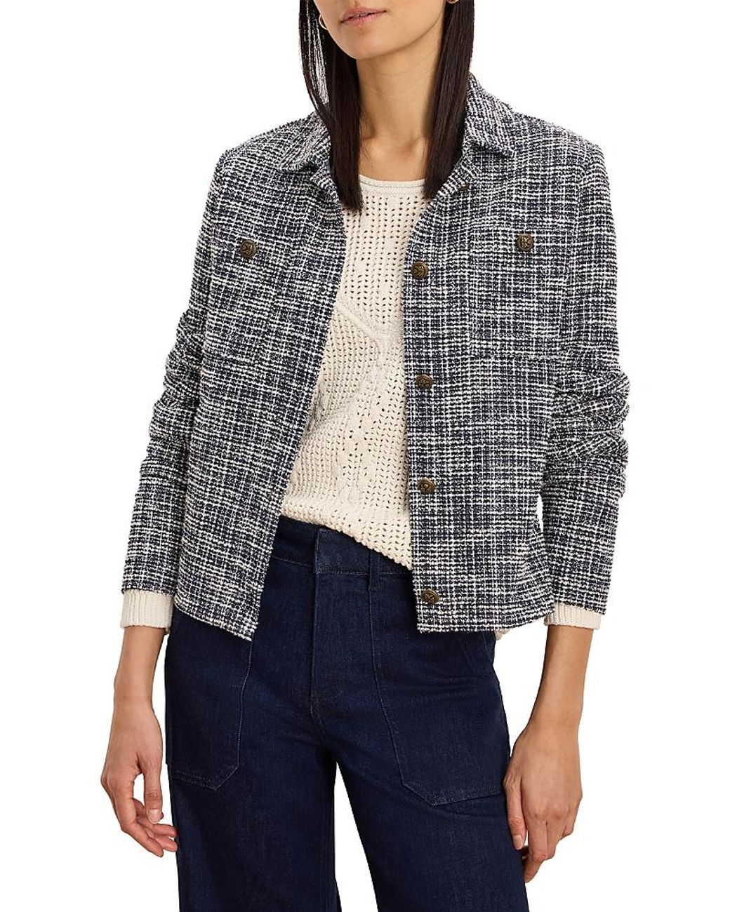 NIC+ZOE Gray Nightfall Crop Knit Jacket