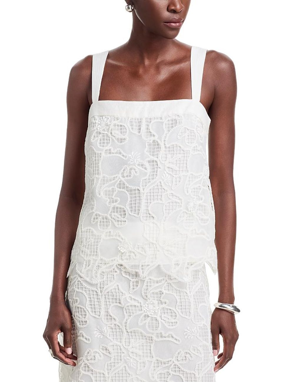 Jonathan Simkhai White Brynn Lace Top