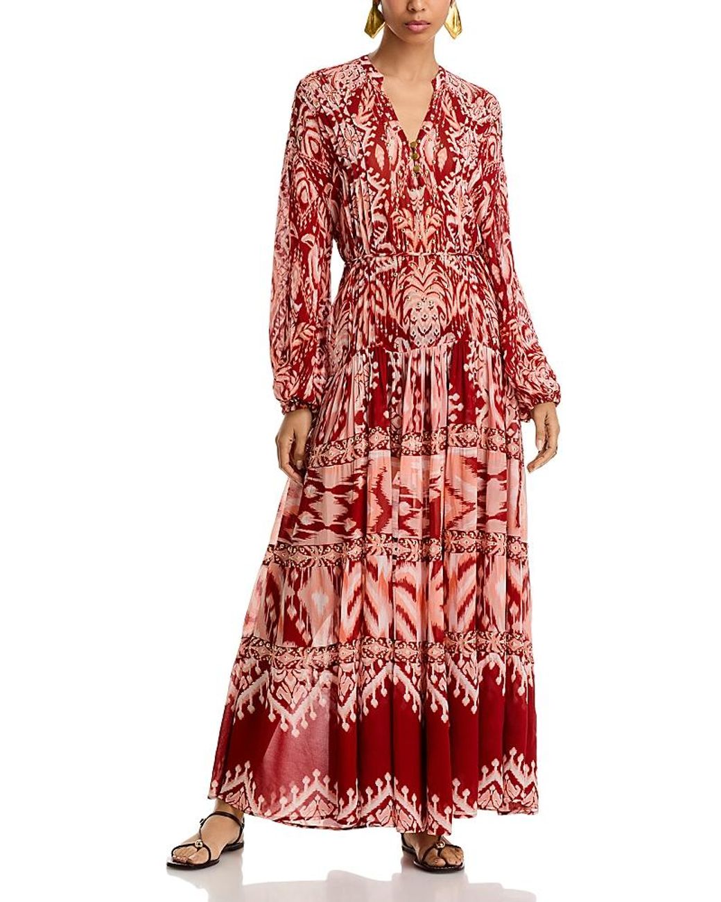 Farm Rio Red Fish FARM Rio Tropical Tapestry Metallic Dress in Red | Lyst