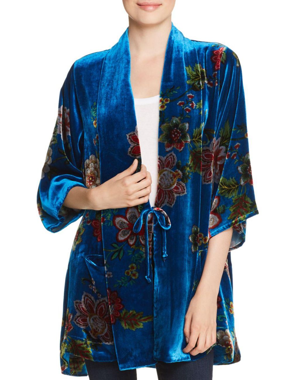 Johnny Was Plus Size Vivian Printed Velvet Kimono Jacket in Blue | Lyst