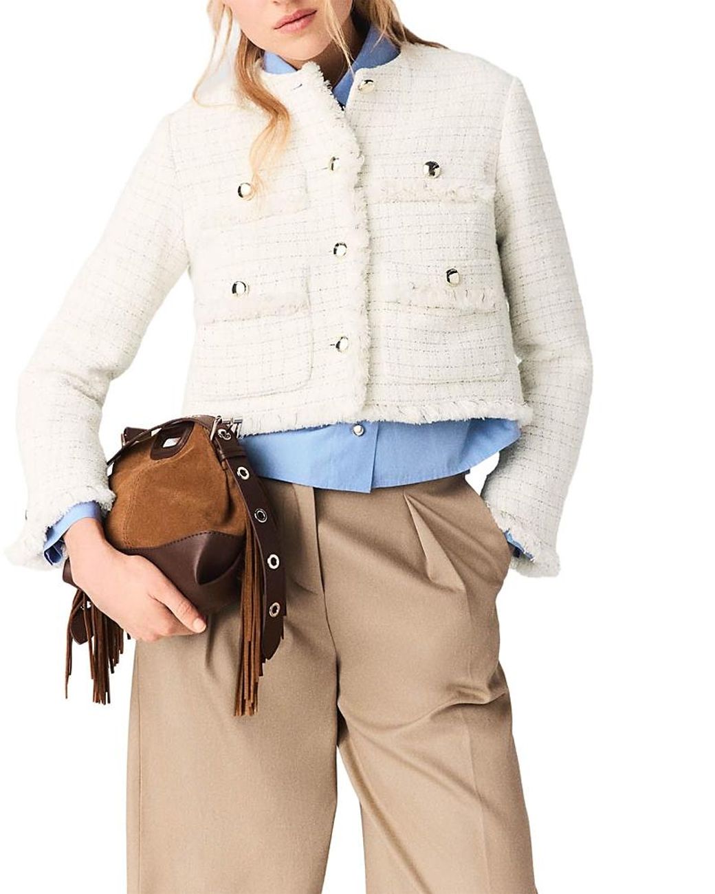 Maje Natural Short Tweed Jacket