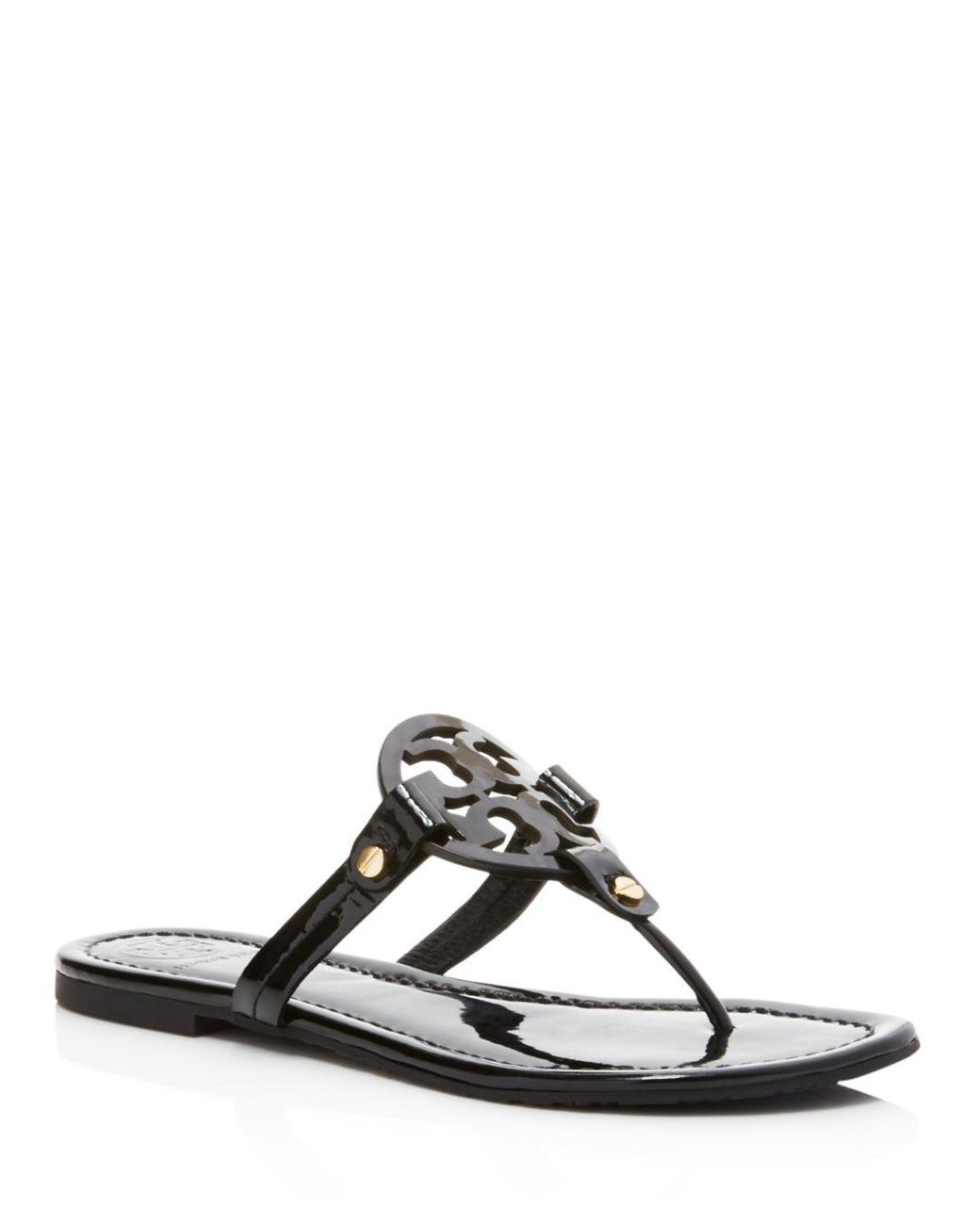 Tory Burch Leather Women's Miller Thong Sandals in Black Patent Leather (Black) - Lyst