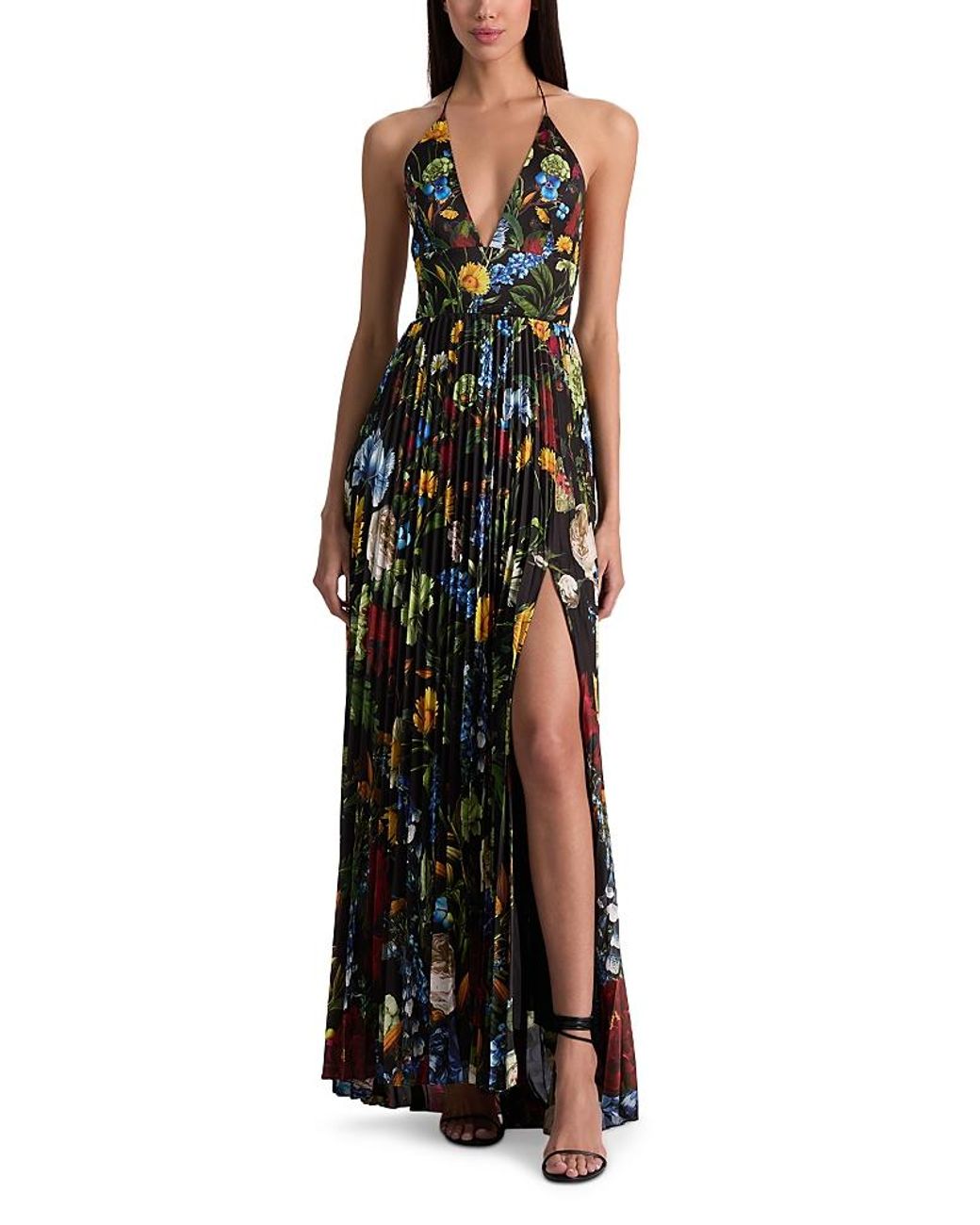 Deep Alice Alice + Olivia Hannah Deep V Slit Maxi Dress in Black | Lyst
