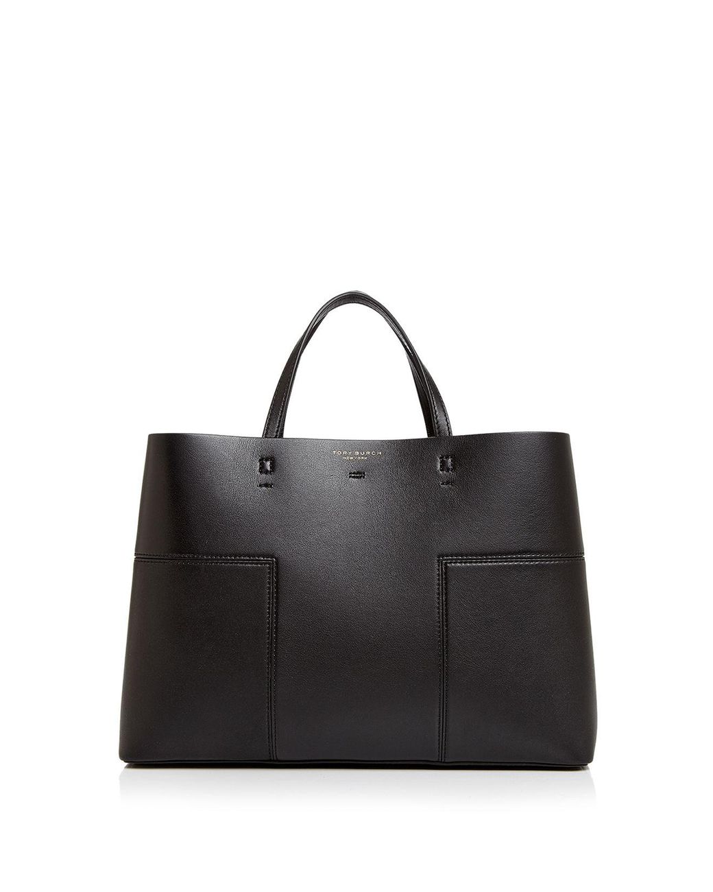 Tory Burch Block-t Triple Compartment Leather Tote in Black | Lyst