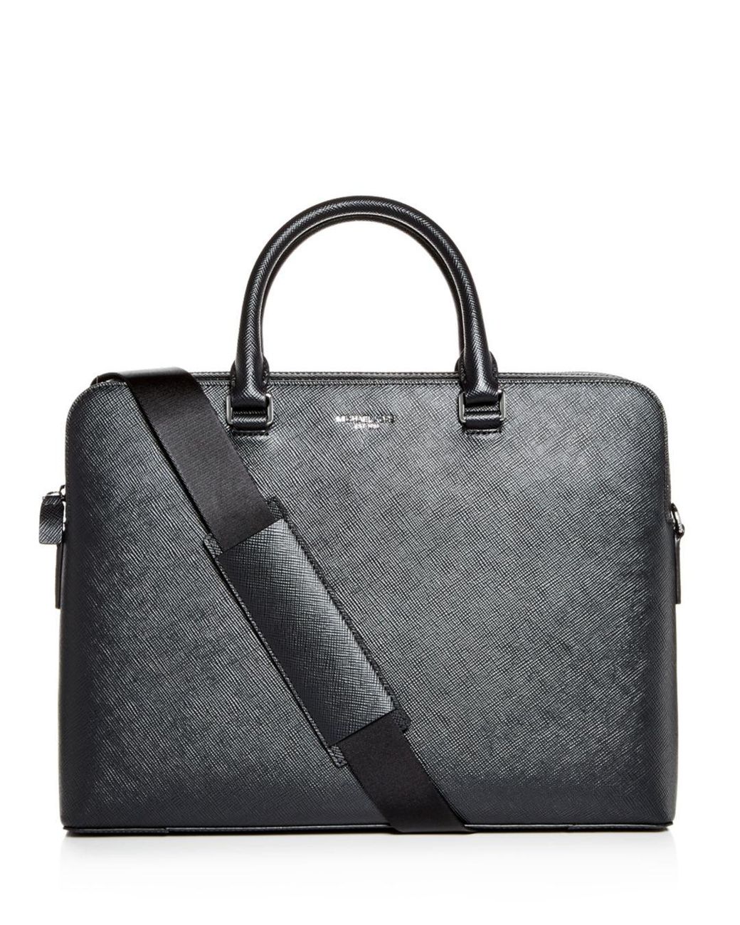 Michael Kors Harrison Crossgrain Leather Briefcase in Black for Men | Lyst