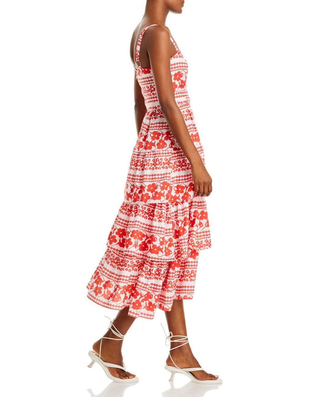 Aqua Tiered Floral Print Dress | Lyst