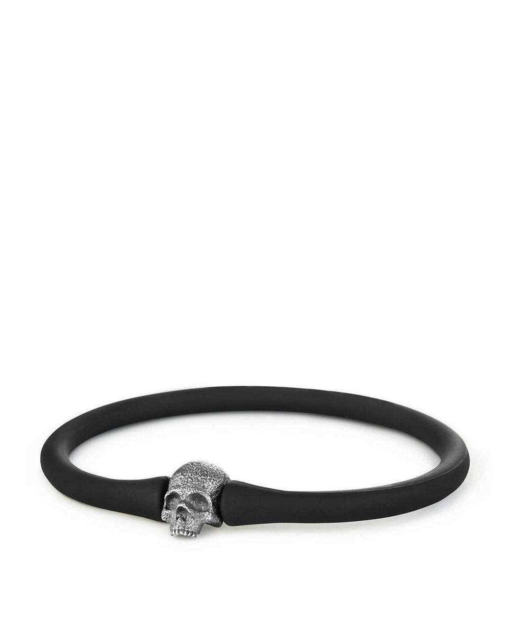 David Yurman Rubber Skull Bead Bracelet in Silver/Black (Black) for Men ...