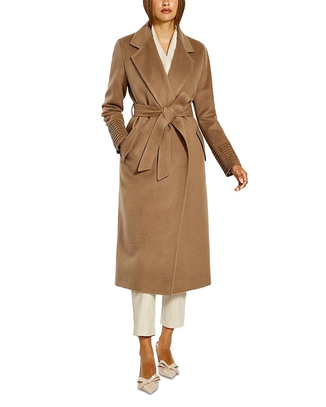 Sentaler Natural Long Notched Collar Wrap Coat