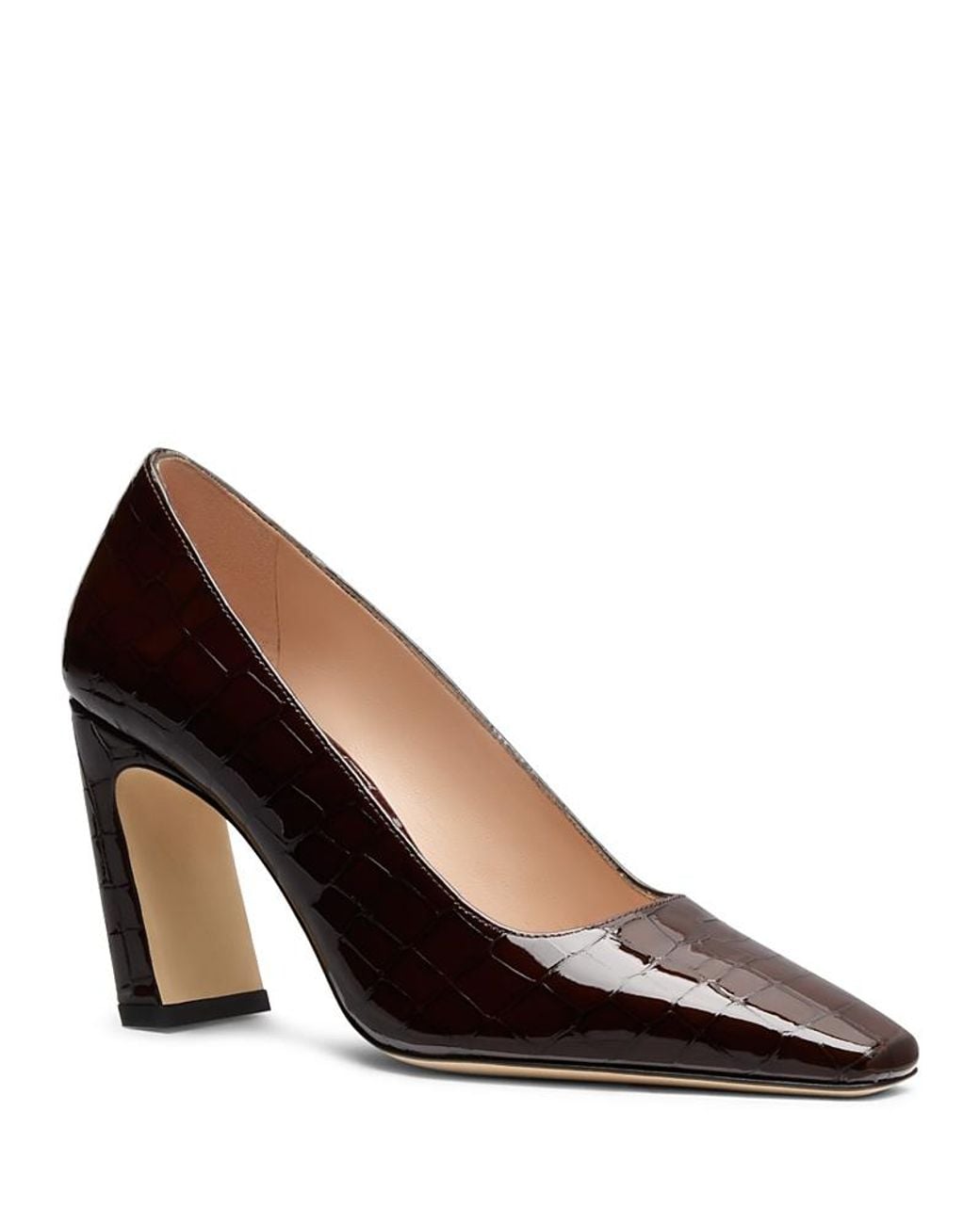 Stuart Weitzman Brown Stassi Embossed Leather Pumps