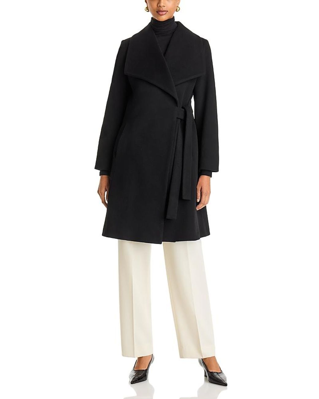 Fleurette Black Remy Wool Wrap Coat