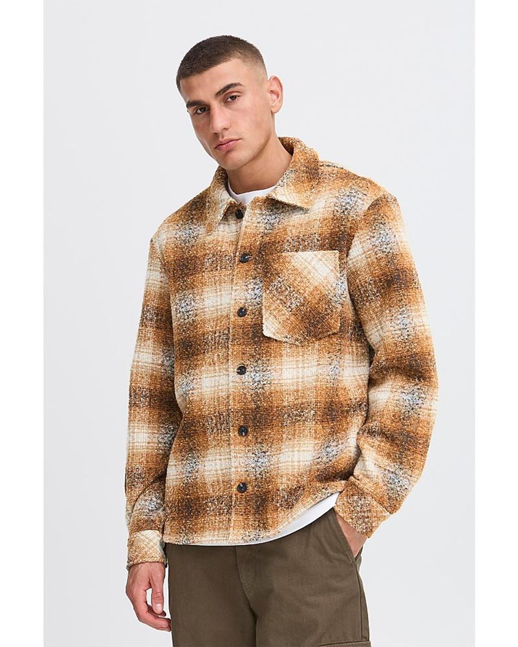 Solid Natural Ronen Cozy Button Up Shirt for men