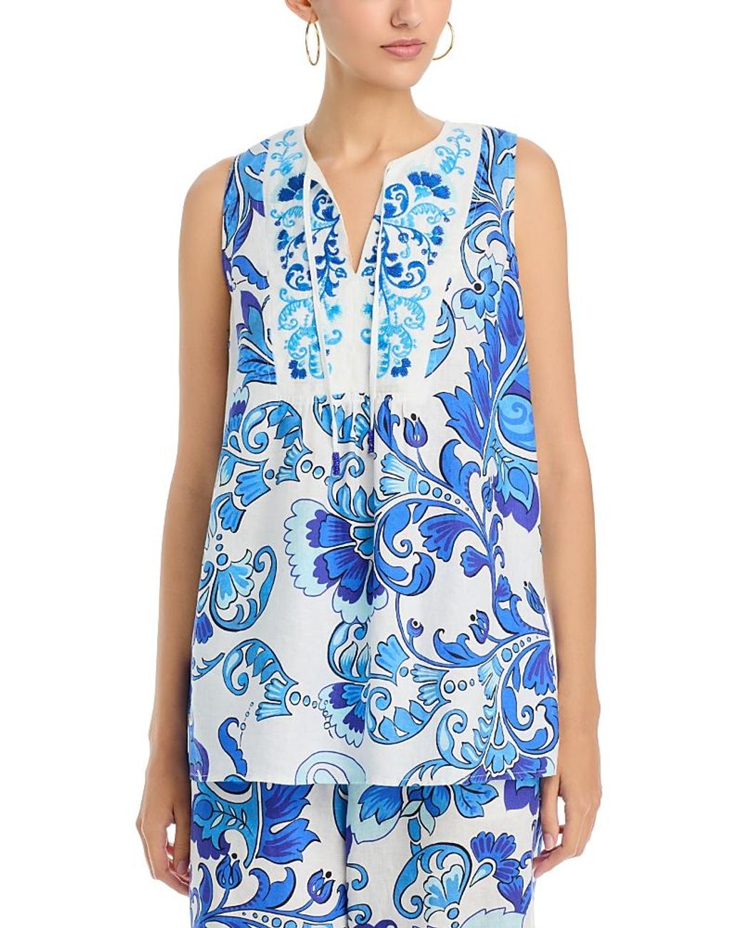Johnny Was Blue Linen Tunic
