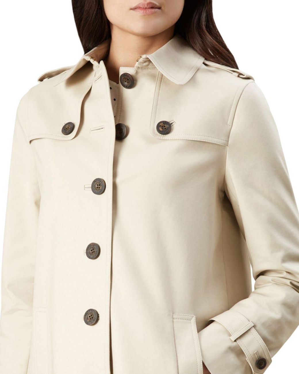 Hobbs Short Chrissie Water Resistant Trench Coat in Natural | Lyst