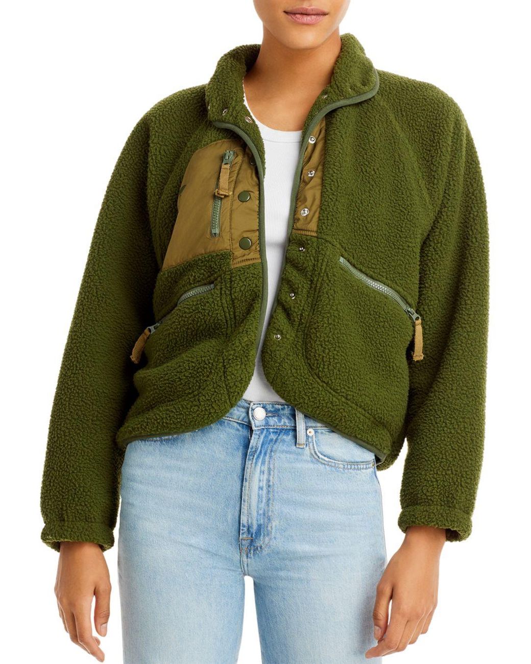 Free People Hit The Slopes Fleece Jacket in Army (Green) | Lyst