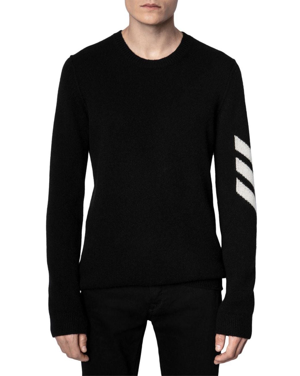 Zadig & Voltaire Kennedy Cashmere Chevron Sweater in Black for Men - Lyst