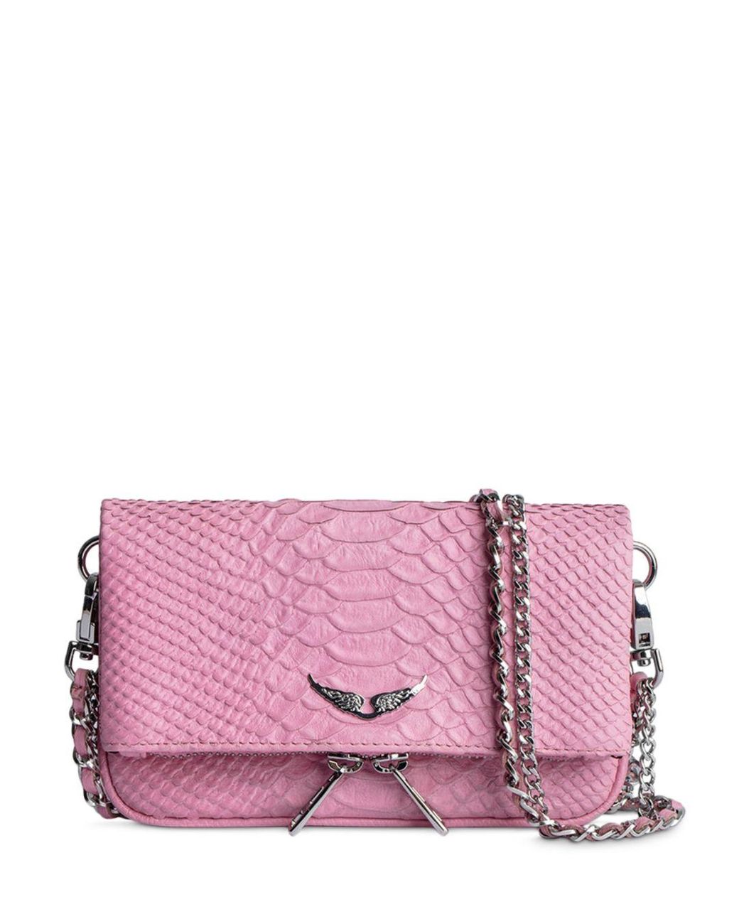 Zadig & Voltaire Rock Nano Embossed Snake Shoulder Bag in Pink | Lyst