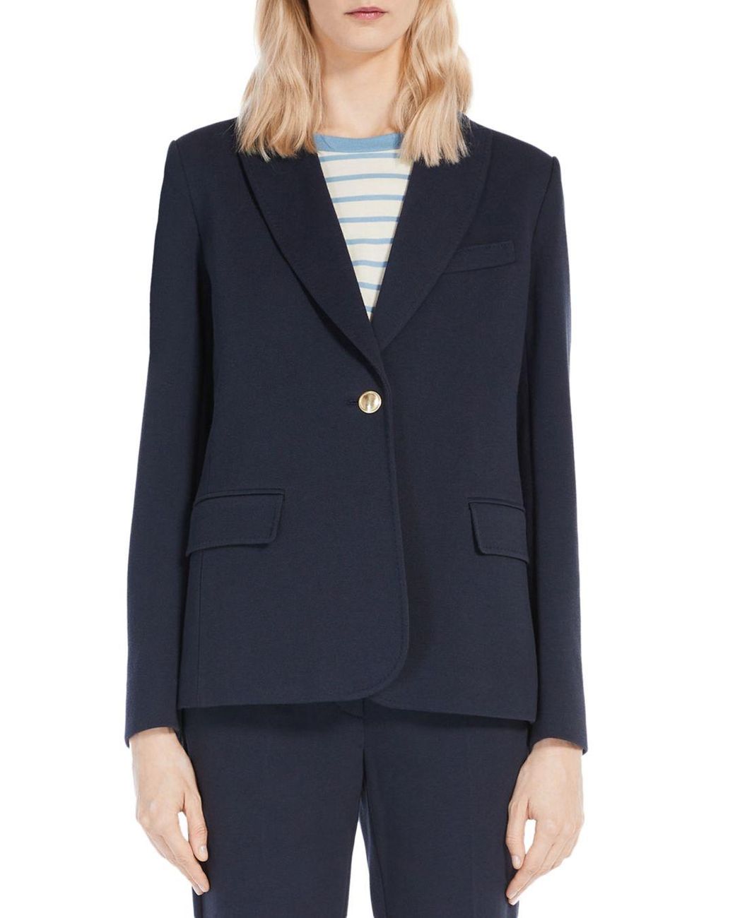 Weekend by Maxmara Ravenna One Button Blazer in Blue | Lyst