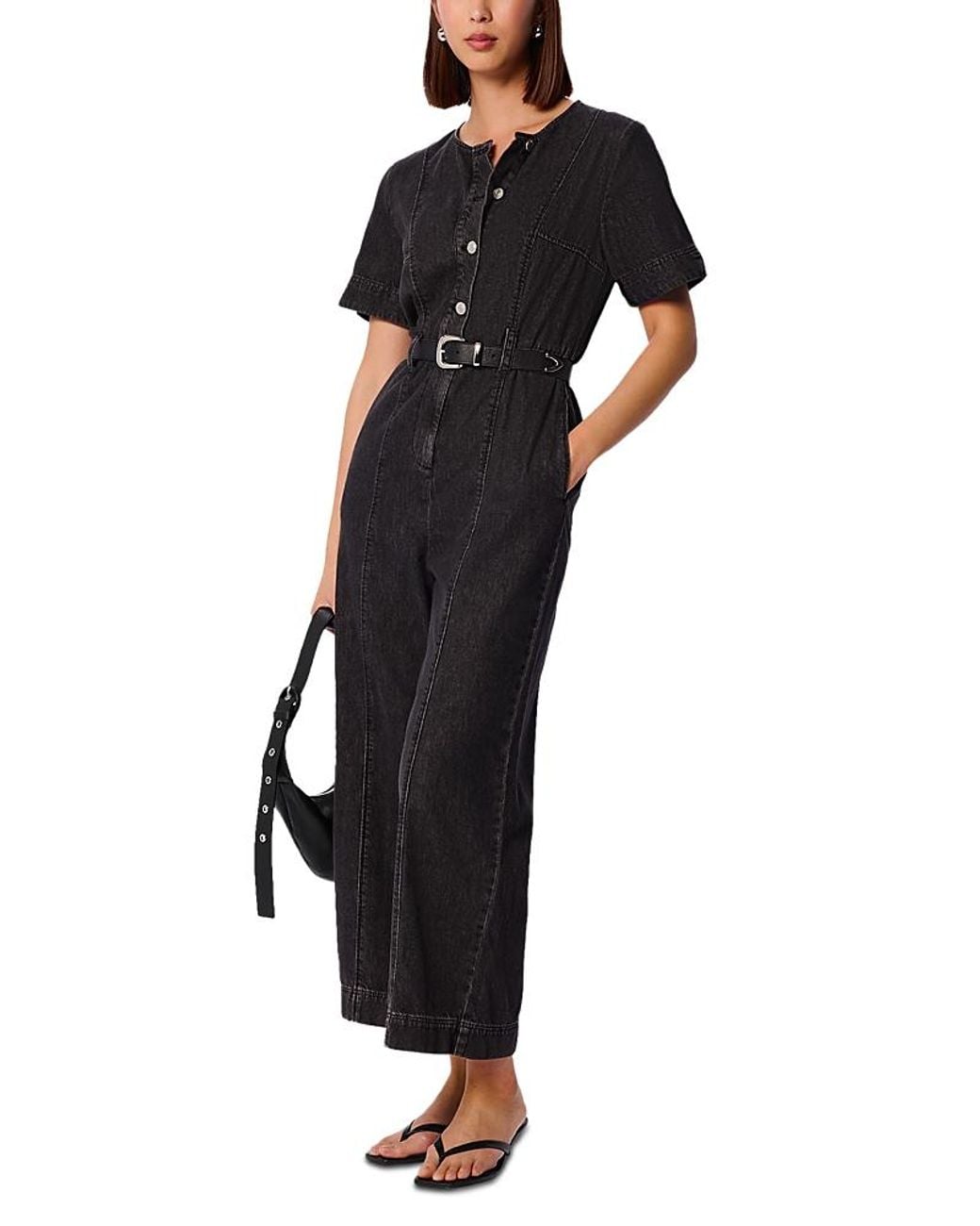 Whistles Black Button Down Jumpsuit