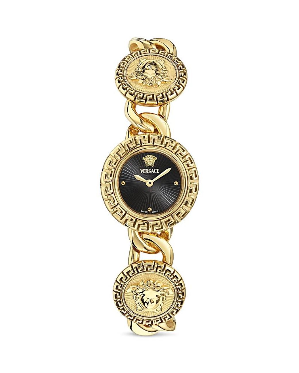 Versace Metallic La Greca Stud Icon Watch, 28Mm