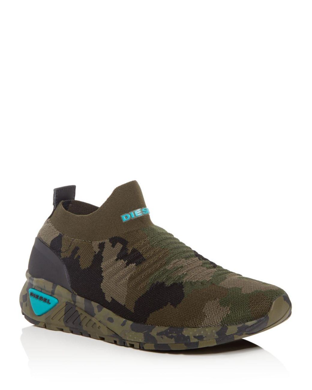 DIESEL Camouflage Slip-on Sneakers in Green for Men | Lyst