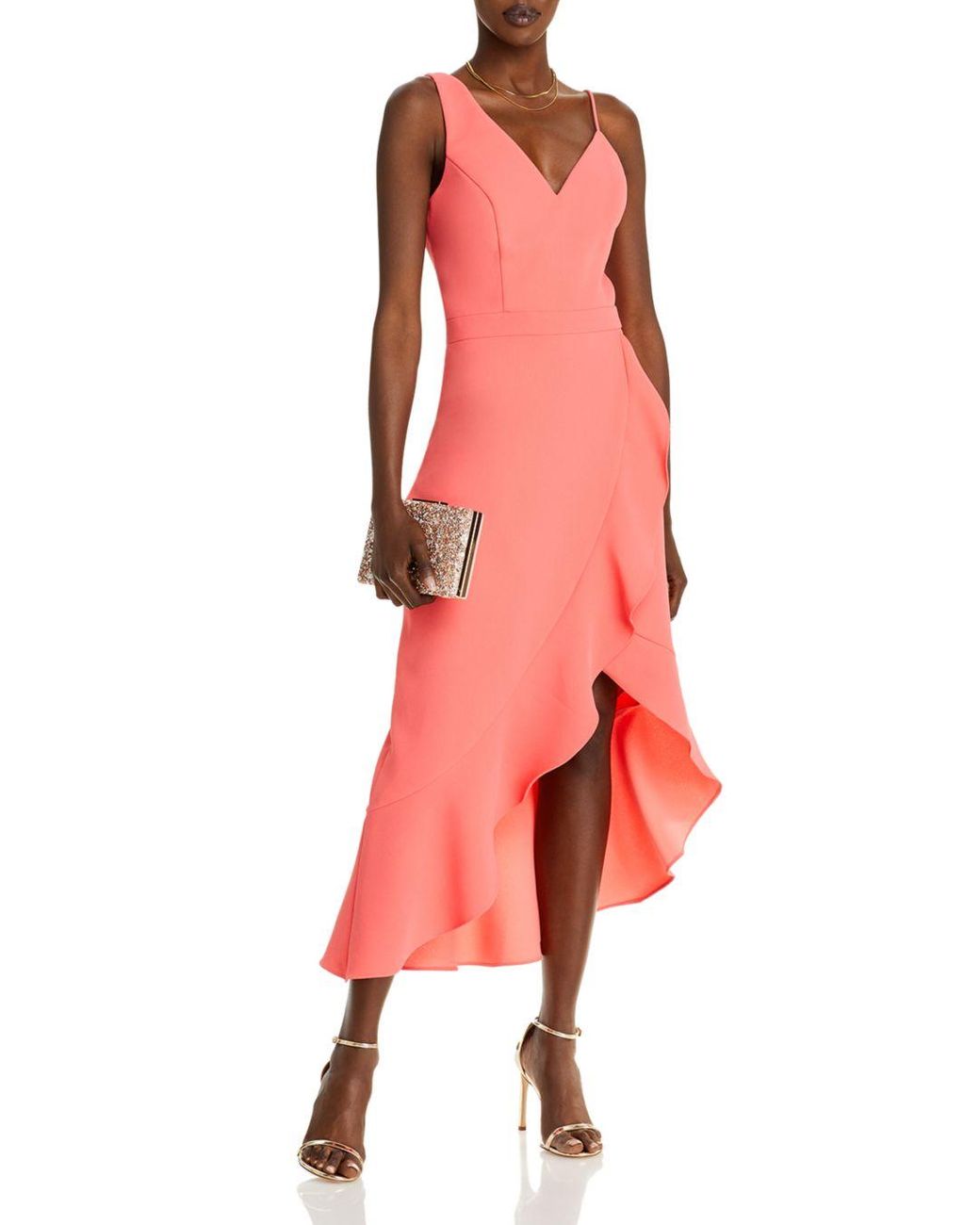 aqua asymmetric ruffle dress